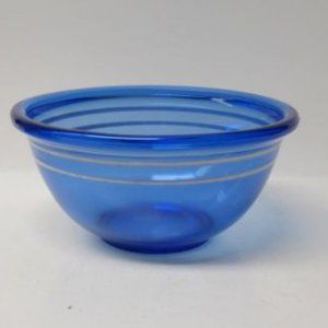 Hazel Atlas Cobalt Blue 6 Inch Utility Mixing Bowl with White Bands